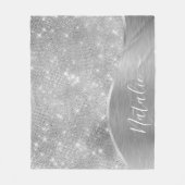 Silver Glitzer Glam Bling Personalisiert Metallic Fleecedecke (Vorderseite)