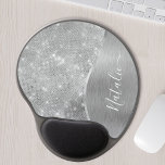 Silver Glitzer Glam Bling Personalisiert Metallic Gel Mousepad<br><div class="desc">Dieses silber gebürstete Metall und glamouröse Imitate Glitzer gemusterte Maus-Pad mit Ihrem eigenen individuelle Name leicht personalisieren.</div>