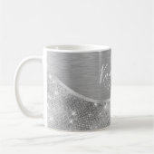 Silver Glitzer Glam Bling Personalisiert Metallic Kaffeetasse (Links)