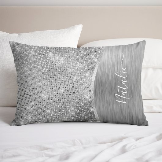 Silver Glitzer Glam Bling Personalisiert Metallic Kissenbezug