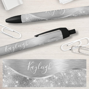 Silver Glitzer Glam Bling Personalisiert Metallic Kugelschreiber