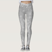Silver Glitzer Glam Bling Personalisiert Metallic Leggings (Vorderseite)