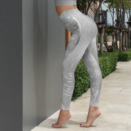 Silver Glitzer Glam Bling Personalisiert Metallic Leggings