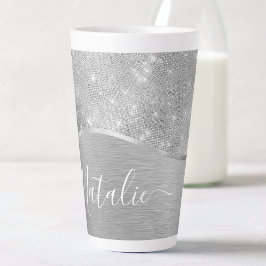 Silver Glitzer Glam Bling Personalisiert Metallic Milchtasse
