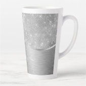 Silver Glitzer Glam Bling Personalisiert Metallic Milchtasse (Rechts)