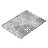 Silver Glitzer Glam Bling Personalisiert Metallic Notizblock (Linke Seite)