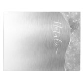 Silver Glitzer Glam Bling Personalisiert Metallic Notizblock (Vorderseite)