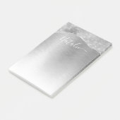 Silver Glitzer Glam Bling Personalisiert Metallic Post-it Klebezettel (angewinkelt)