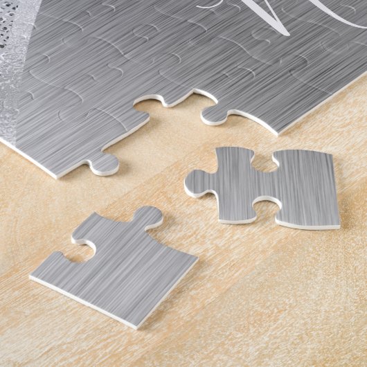 Silver Glitzer Glam Bling Personalisiert Metallic Puzzle (Seite)