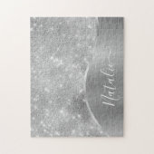 Silver Glitzer Glam Bling Personalisiert Metallic Puzzle (Vertikal)