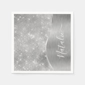 Silver Glitzer Glam Bling Personalisiert Metallic Serviette (Vorderseite)