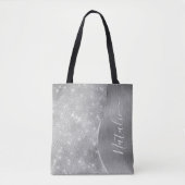 Silver Glitzer Glam Bling Personalisiert Metallic Tasche (Vorderseite)