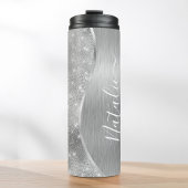 Silver Glitzer Glam Bling Personalisiert Metallic Thermosbecher