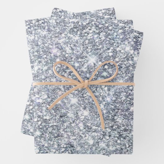 Silver Glitzer Glam Bling Trendy Stilgeschenk Ihr Geschenkpapier Set (Beispiel)