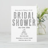 Silver Glitzer Glam Brautparty Chic Einladung (Stehend Vorderseite)