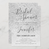 Silver Glitzer Glam Brautparty Einladung (Vorne/Hinten)