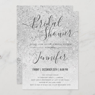 Silver Glitzer Glam Brautparty Einladung