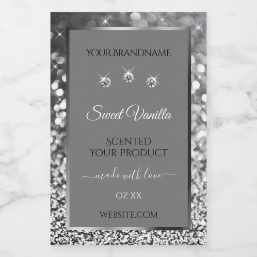 Silver Glitzer Glam Gray Packing Labels Lebensmitteletikett (Einzelnes Label)