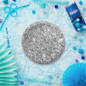 Silver Glitzer Glam Pappteller (Party)