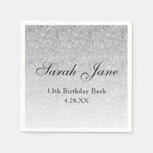 Silver Glitzer Glam Personalisiert Serviette