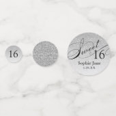 Silver Glitzer Glam Personalisiert Sweet 16 Confet Konfetti (Vorderseiten)