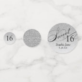 Silver Glitzer Glam Personalisiert Sweet 16 Confet Konfetti (Rückseiten)