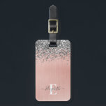 Silver Glitzer Glam Pink Pinselmetall Monogramm Gepäckanhänger<br><div class="desc">Personalisieren Sie diese Gepäckmarke mit Ihrem Monogramm-Namen. Hintergrund ist eine Rose goldgebürstetes Metall mit silber Glitzer. Monogramm Name auf der Vorderseite im Skript-Schriftart und Adresse und Telefonnummer auf der Rückseite. Entworfen für Sie von BlackBerry Boulevard.</div>