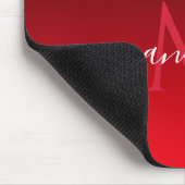 Silver Glitzer Glam Red Gradient Monogram & Name Mousepad (Ecke)