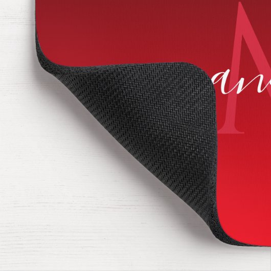 Silver Glitzer Glam Red Gradient Monogram & Name Mousepad (Ecke)