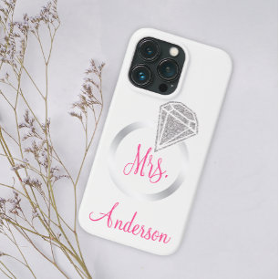 Silver Glitzer Glam Ring Mrs. Bride Anfangsname Case-Mate iPhone Hülle