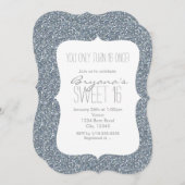 Silver Glitzer Glam Sweet 16 Einladungen zum Gebur (Vorne/Hinten)
