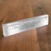 Silver Glitzer Glam Tropfens Handgeschriebene Kall Namensplakette (Seite)