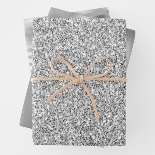 Silver Glitzer Glitz Geschenkpapier Set (Beispiel)