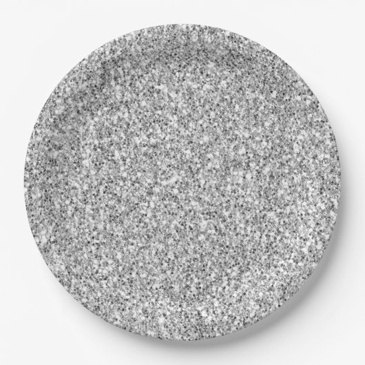 Silver Glitzer Glitz Pappteller (Vorderseite)