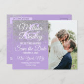 Silver Glitzer Glitzern Dark Lavender Rett Ankündigungspostkarte (Vorne/Hinten)