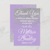 Silver Glitzer Glitzern Lavender Vielen Dank Dankeskarte (Vorne/Hinten)