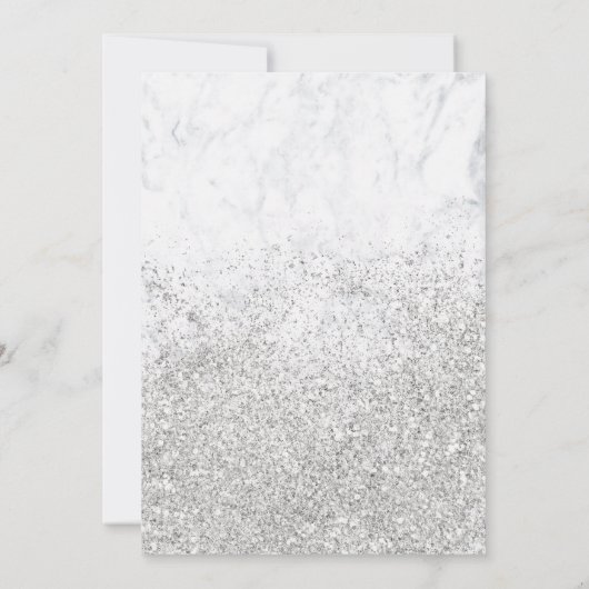 Silver Glitzer Glitzern Marmor chic Quinceañera Einladung (Rückseite)