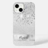 Silver Glitzer Glitzern Namensskript stilvoll Case-Mate iPhone Hülle (Rückseite)