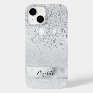 Silver Glitzer Glitzern Namensskript stilvoll Case-Mate iPhone 14 Hülle
