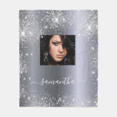 Silver Glitzer Glitzern nennen Foto-Skript stilvol Fleecedecke (Vorderseite)