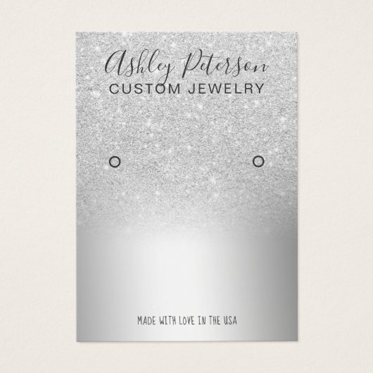 Silver Glitzer Glitzern schick Ohrring-Anzeige (Vorderseite)