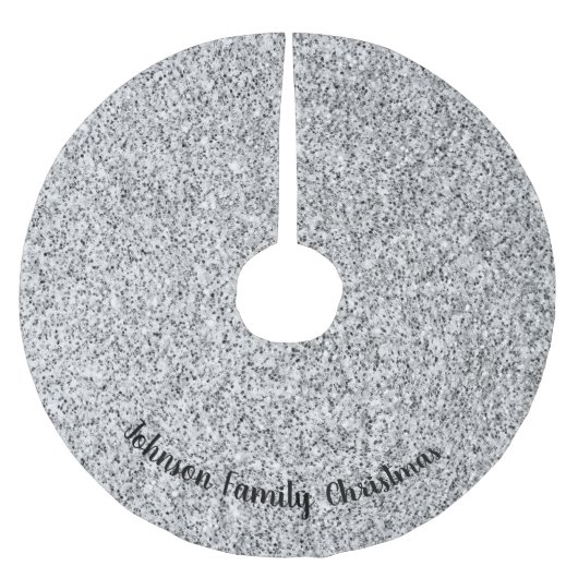 Silver Glitzer Glitzern Schwarz-weiß Personalisier Polyester Weihnachtsbaumdecke (Vorderseite)