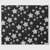 Silver Glitzer Glitzern Stars schwarz Geschenkpapier (Flach)