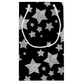 Silver Glitzer Glitzern Stars schwarz Kleine Geschenktüte (Rückseite)