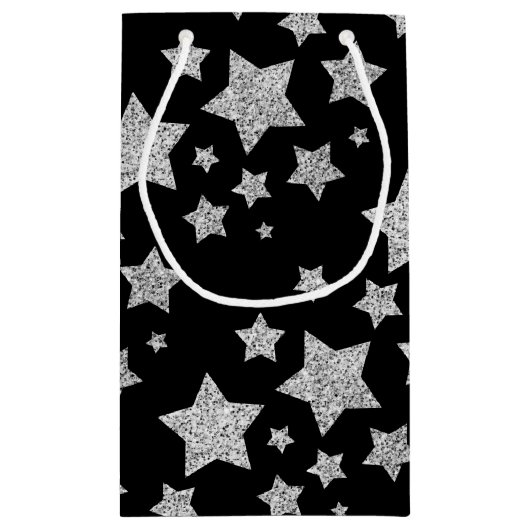 Silver Glitzer Glitzern Stars schwarz Kleine Geschenktüte (Rückseite)
