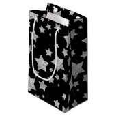 Silver Glitzer Glitzern Stars schwarz Kleine Geschenktüte (Vorderseite Schrägansicht)