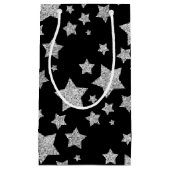 Silver Glitzer Glitzern Stars schwarz Kleine Geschenktüte (Vorderseite)