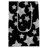 Silver Glitzer Glitzern Stars schwarz Mittlere Geschenktüte (Rückseite)