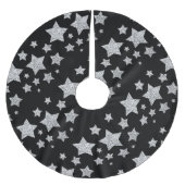 Silver Glitzer Glitzern Stars schwarz Polyester Weihnachtsbaumdecke (Vorderseite)