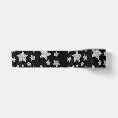 Silver Glitzer Glitzern Stars schwarz Satinband (Vorderseite)